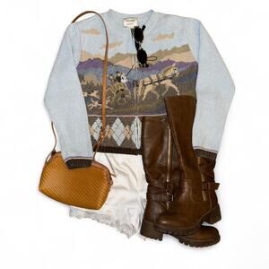 Insane rare vtg vintage full zip horse sweater womens sz M